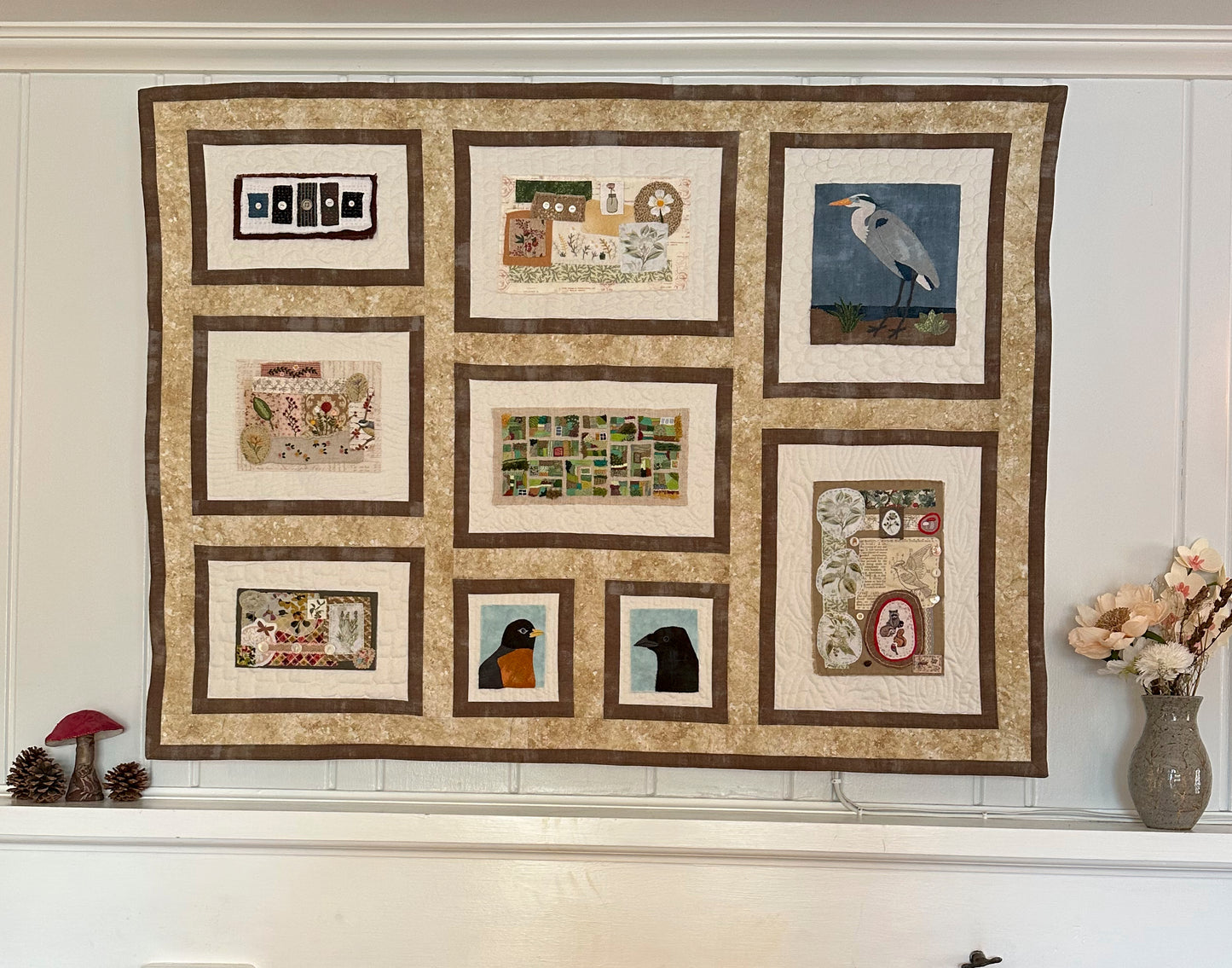 Bulletin Board Quilt Instructional to display stitched pieces