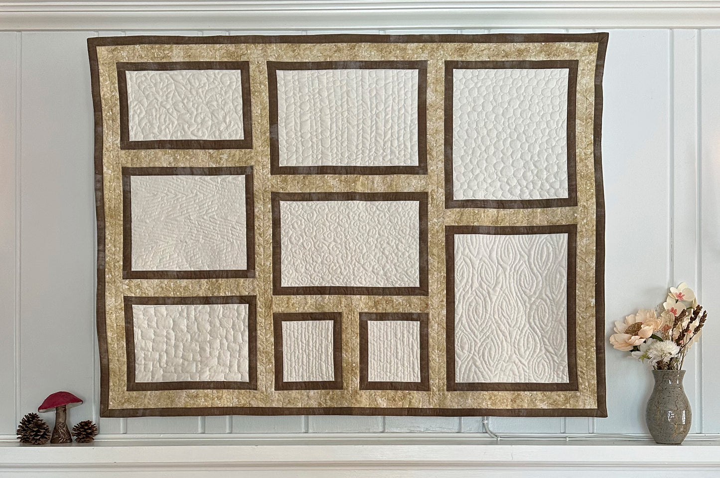 Bulletin Board Quilt Instructional to display stitched pieces