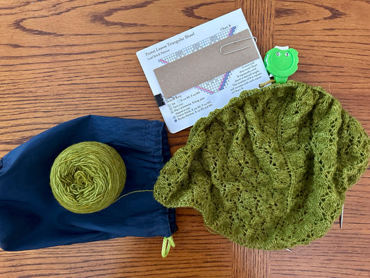 A knitted shawl in progresss