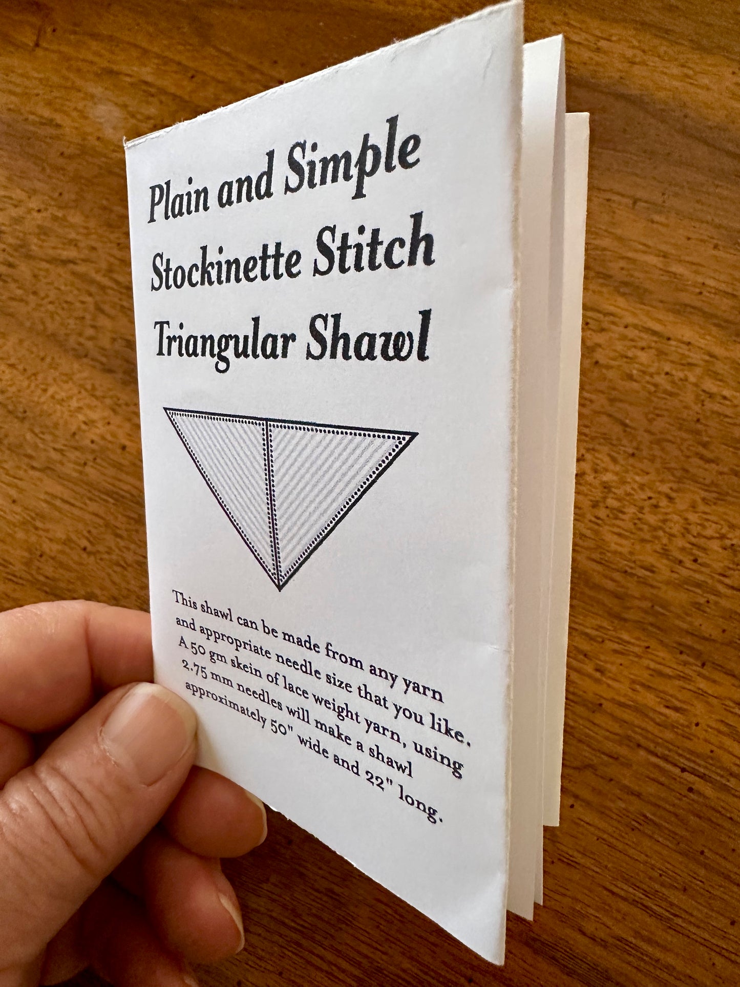 Knitting pattern folded into booklet form
